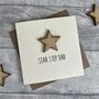 Star Step Dad Wooden Birthday/Father's Day Card, thumbnail 1 of 2