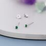 Sterling Silver Extra Tiny 2mm Emerald Green Cz Stud Earrings, thumbnail 7 of 12