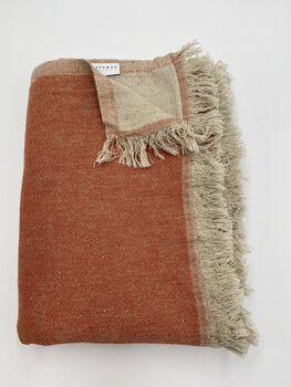 Puglia Cotton And Linen Modern, Double Sided Blanket Terracotta, 7 of 12