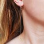 Diamond Geometric Gold Stud Hoop Chain Earrings, thumbnail 2 of 4