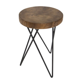 Teak Round Low Stool Side Table, 3 of 8