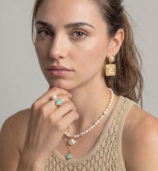 Shinju Pearl And Amazonite Stone Ring, 4 of 5