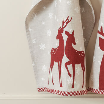 Set Of Two Country Stag Cotton Tea Towels, 3 of 8