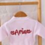 Valentines Heart Embroidered Personalised New Baby Cardigan, thumbnail 4 of 12