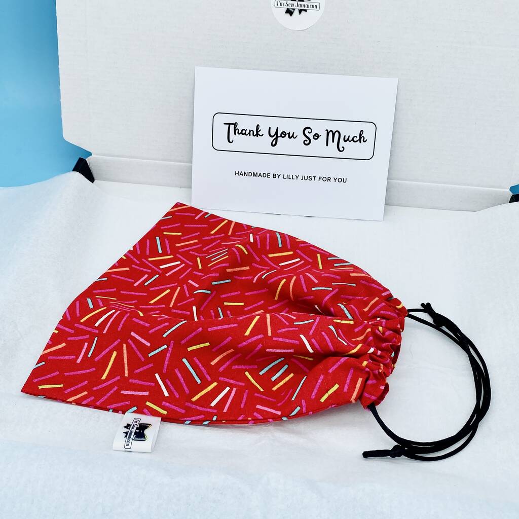 Red Party Sprinkles Drawstring Gift Bag, 1 of 3