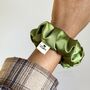 Two Personalisable Christmas Wide Band Satin Scrunchies, thumbnail 4 of 6