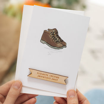 Personalised Walking Boots Retirement Card, 2 of 3