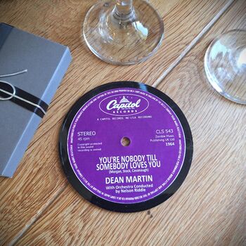 Vinyl Record Coaster Ft. Frank Sinatra, Nat 'King' Cole, Dean Martin, Sammy Davis Jnr, Brat Pack, 9 of 11