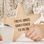 Personalised Baby Christening Gift Wooden Star Keepsake, thumbnail 3 of 3