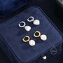 Sterling Silver Baroque Pearl Hammered Hoop Earrings, thumbnail 5 of 10