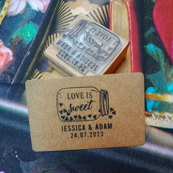 Love Is Sweet Personalised Wedding Favours Rubber Stamp, 3 of 3