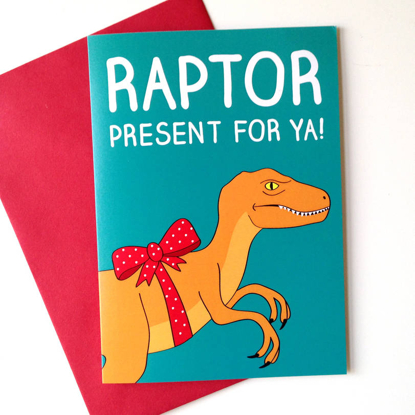 Dinosaur Birthday Card 'Raptor', 1 of 2