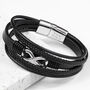 Engraved Silver Plated Infinity Stacked Leather Bracelet, thumbnail 1 of 5