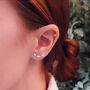 Sterling Silver 925 Trio Love Heart Ear Crawler Stud Earrings, thumbnail 1 of 7