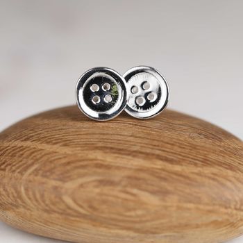 Polished Solid Silver Button Stud Earrings, 2 of 5