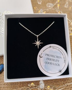 Handmade Sterling Silver North Star Birthstone Christmas Necklace: June Birthstone, 3 of 12