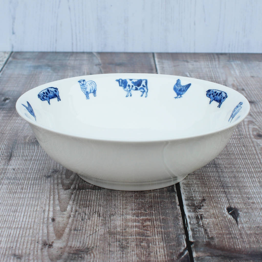 'farm animals' large cereal bowl by lucy green designs