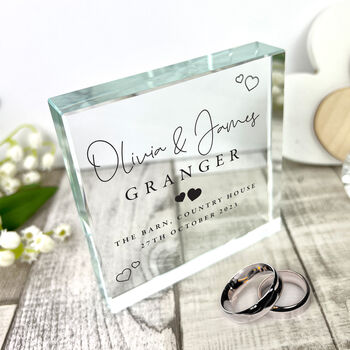 Personalised Wedding Script Text Crystal Token, 4 of 5