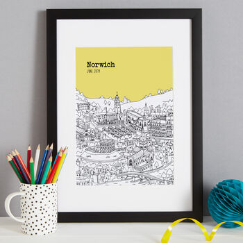 Personalised Norwich Print, 5 of 10