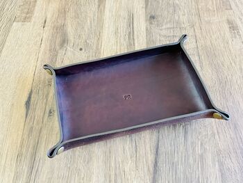 Personalised Rectangle Chocolate Brown Leather Tray, 7 of 12