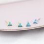 Sterling Silver Turquoise Trinity Stud Earrings, thumbnail 4 of 12