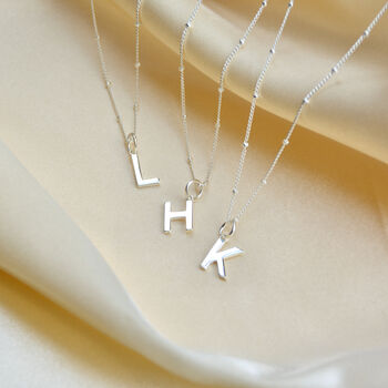 Sterling Silver Modern Initial Charm Necklace, 5 of 8