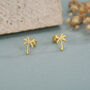 Sterling Silver Palm Tree 18 G Screw Back Earrings With Ball Backs, thumbnail 4 of 11