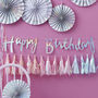 Iridescent Foiled Happy Birthday Bunting Backdrop, thumbnail 1 of 3