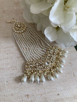 Kundan Gold Plated Pearl Passa/Jhumar, 2 of 5