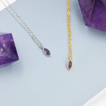 Extra Tiny Amethyst Purple Marquise Cz Necklace, 7 of 12
