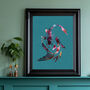 Turquoise Magenta Koi Fish Modern Art Print, thumbnail 1 of 5