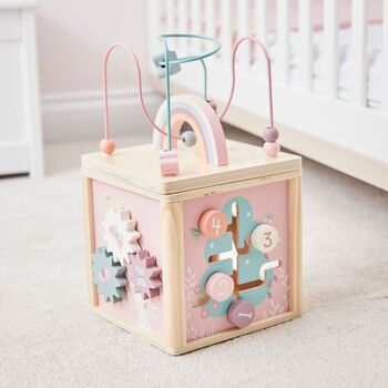Personalised Pink Wooden Activity Cube, 4 of 4