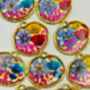 Gold Dangling Earrings With Blue Flowers, thumbnail 3 of 9