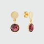 Salina Gold Plated Disc And Garnet Earrings, thumbnail 2 of 4