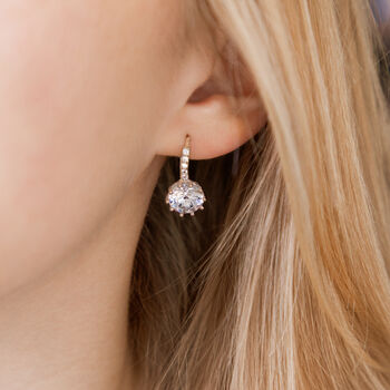 Silver Plated Crystal Drop Huggie Statement Earrings, 4 of 6