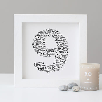 Personalised 9th Wedding Anniversary Gift, 5 of 7