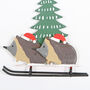 Hedgehogs On Sledge Christmas Tree Decoration, thumbnail 2 of 4