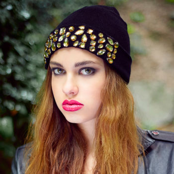 Knitted Beanie Luxe Embellishment Multiple Colours, 2 of 4