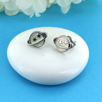 Planet Enamel Stud Earrings, 3 of 4