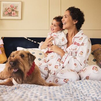 Personalised Matching Christmas Santa Print Pyjama For Mum And Child, 3 of 12