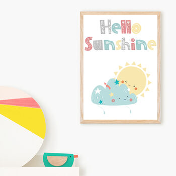 'Hello Sunshine' Nursery Typography Print, 4 of 6