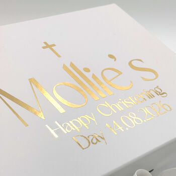 Personalised Baptism Keepsake Box With Lid And Ribbon, 3 of 5