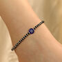 925 Silver Black Beaded Evil Eye Nazar Payal Anklet, thumbnail 1 of 9