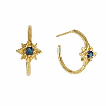 Guiding North Star Gemstone Gold Hoops, 2 of 10