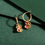 Ruby And Gold Vermeil Plated Drop Hoops July Birthday, thumbnail 3 of 6