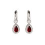 January Birthstone Garnet Sterling Silver Huggie Hoop Earrings, thumbnail 2 of 12