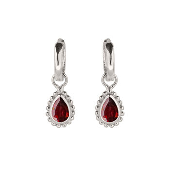 January Birthstone Garnet Sterling Silver Huggie Hoop Earrings, 2 of 12