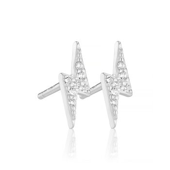Sterling Silver Lightning Bolt Stud Earrings, 4 of 6