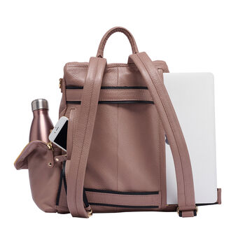 Amber Warm Taupe Leather Backpack, 10 of 11