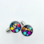 Mini Cufflinks Disco Festive Sparkly Non Tarnish Silver 10mm, thumbnail 4 of 8